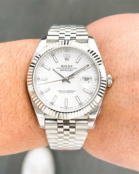 rolex datejust white gold bezel model|rolex datejust 41 fluted.